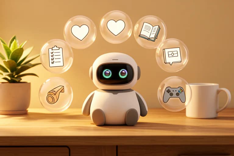 Can One AI Desktop Robot Be Your Companion, Assistant, and Coach?